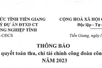 Thông báo công khai quyết toán thu, chi tài chính Công đoàn cơ sở năm 2023